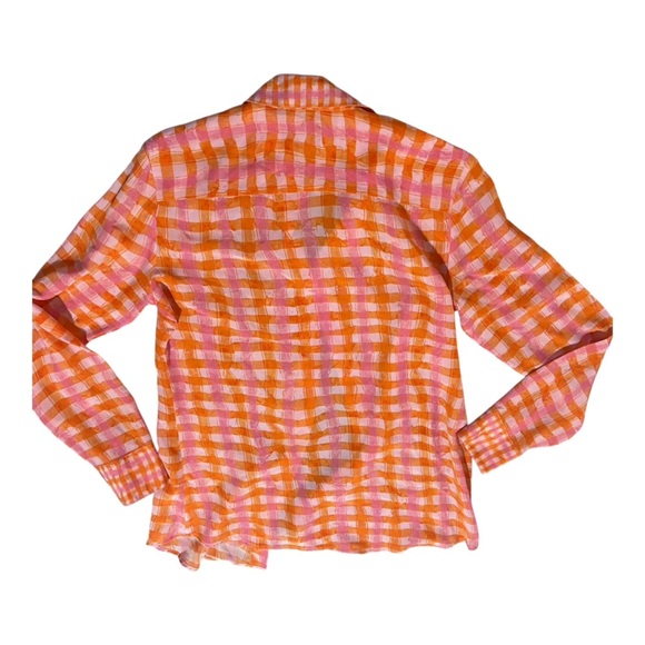 Altuzarra Constintina Gingham Plaid 100% Silk Button Front Top Sz 38 - Picture 5 of 8
